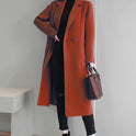 Solid Color Suit Collar Long-sleeved Woolen Coat