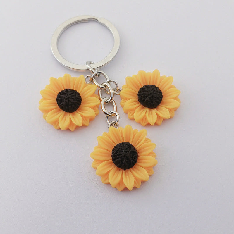 Golden Sunflower Keychain Cute Simple Bag Luggage Pendant