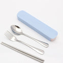 Portable stainless steel tableware tableware box three sets of chopsticks spoon suit Student Travel Gift Set