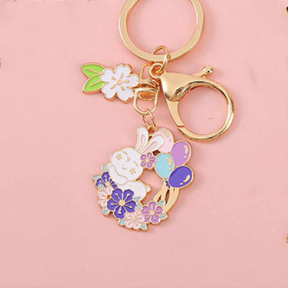 Rabbit Year Lucky Cartoon Trend Alloy Oil Dropping Keychain Cute