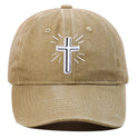 Cross Embroidered Baseball Cap Worn Looking Washed-out