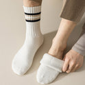 Men's Mid-calf Length Sports Stockings Autumn And Winter Fleece-lined Terry Cotton Socks