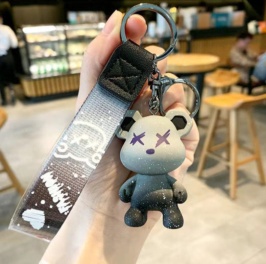 Cartoon Starry Chameleon Bear Car Silica Gel Key Chain