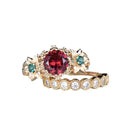 Flower Ring Gold-plated Inlaid Red