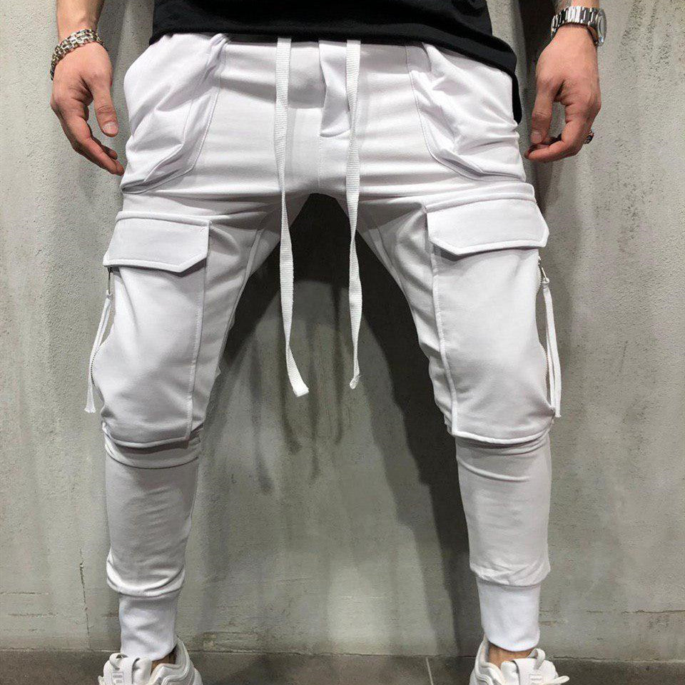 Slim-fit track pants with zipper patch pockets