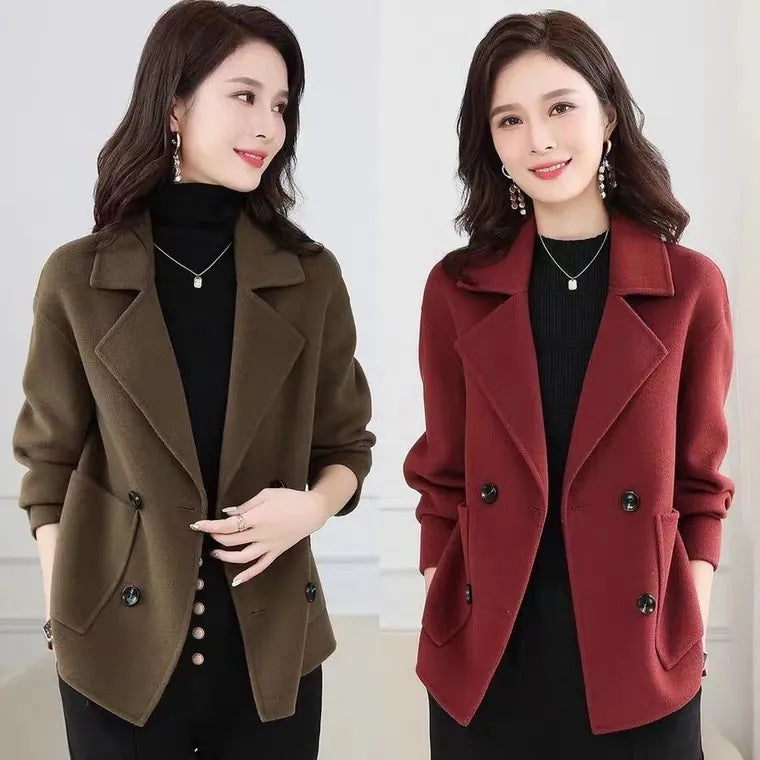 Casual Woolen Coat Thickened Overcoat Mom All-matching Western Short Top