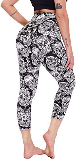 Slimming Cropped Pants High Waist Print Leggings