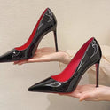 Women's Black Patent Leather Pointed High Heels