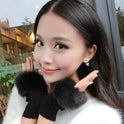 Autumn and winter warm thickening ladies gloves Korean rabbit hair cute half finger gloves wool knit gloves