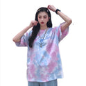 Loose Harajuku style tie-dye bf top summer