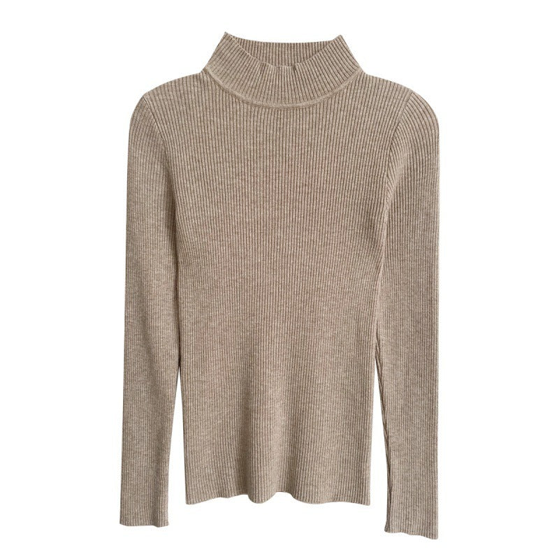 Women's Turtleneck Long-sleeved Shirt Pullover Wool Base Shirt