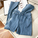 Women's Loose High Waist Straight Vertical Jeans