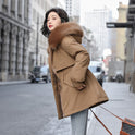 Big Fur Collar Loose Cotton-padded Fleece-lined Thickened Parka Cotton Clothing