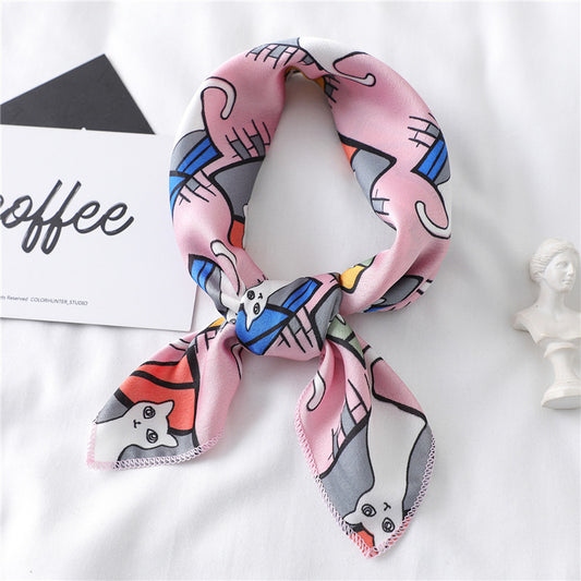 Fashionable All-match Satin Artificial Silk Scarf