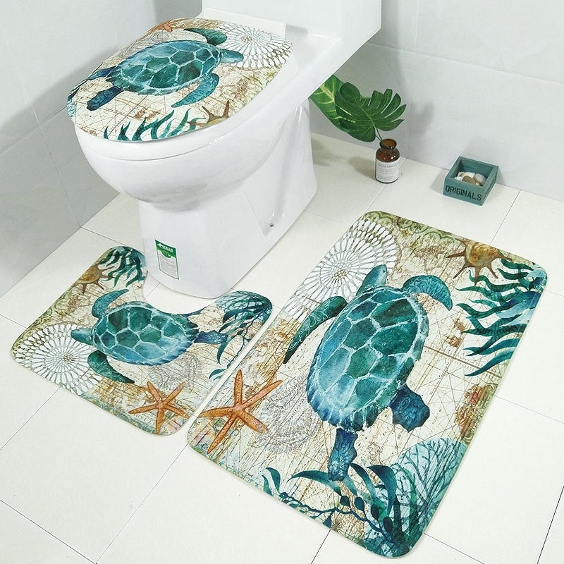 The bathroom toilet mat three-piece suit