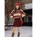 Striped Loose Splicing Knitwear Sweater For Women