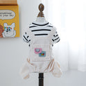 Teddy Four-legged Pet Clothing Black And White Striped Pocket Overalls