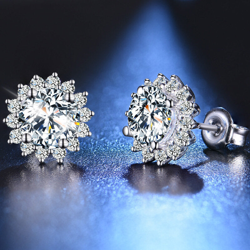 SUNFLOWER Fashion Full Zircon Stud Earrings For Women