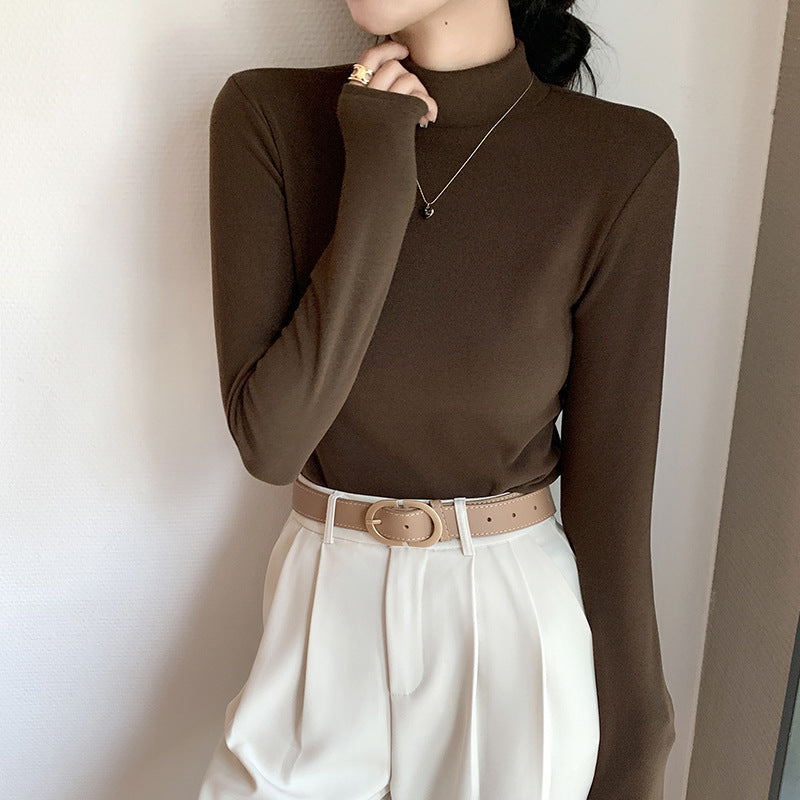 Half Turtleneck Double-sided Dralon Bottoming Shirt For Women Spring And Autumn