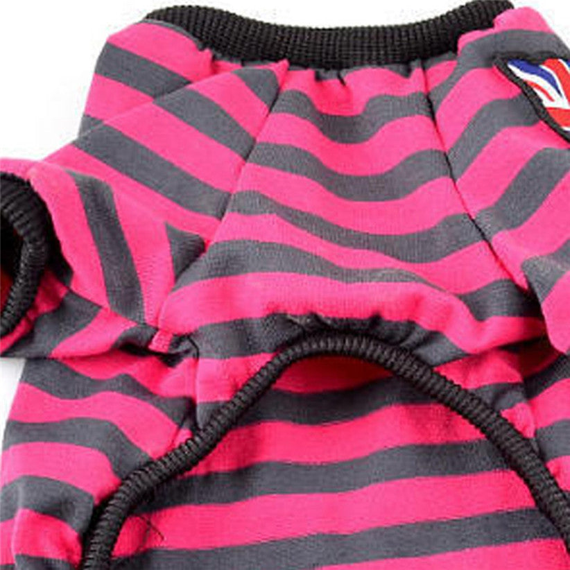 Casual striped round neck t-shirt pet dog clothes