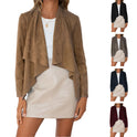 Temperament Lapel Solid Color Faux Deerskin Velvet Casual Jacket