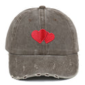 Retro Tattered Jeans Washed Love Embroidered Baseball Cap