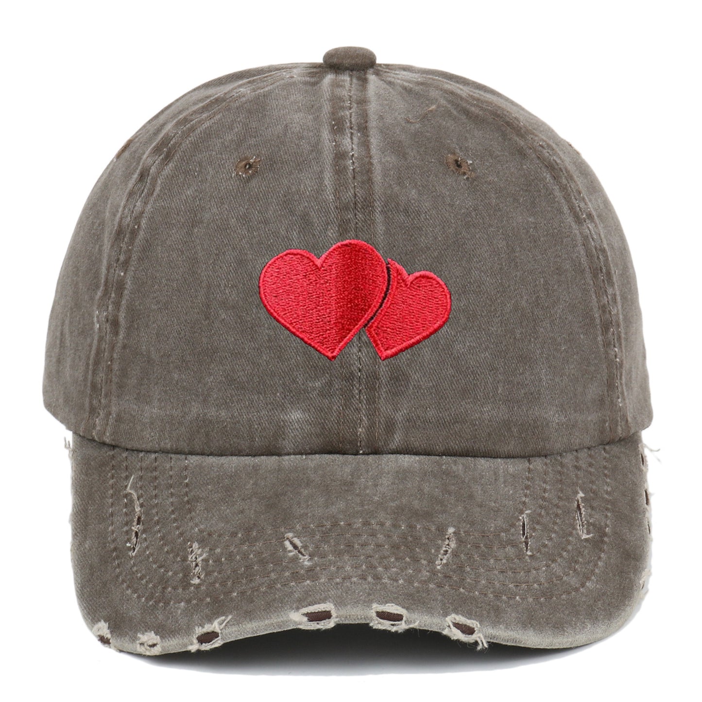 Retro Tattered Jeans Washed Love Embroidered Baseball Cap