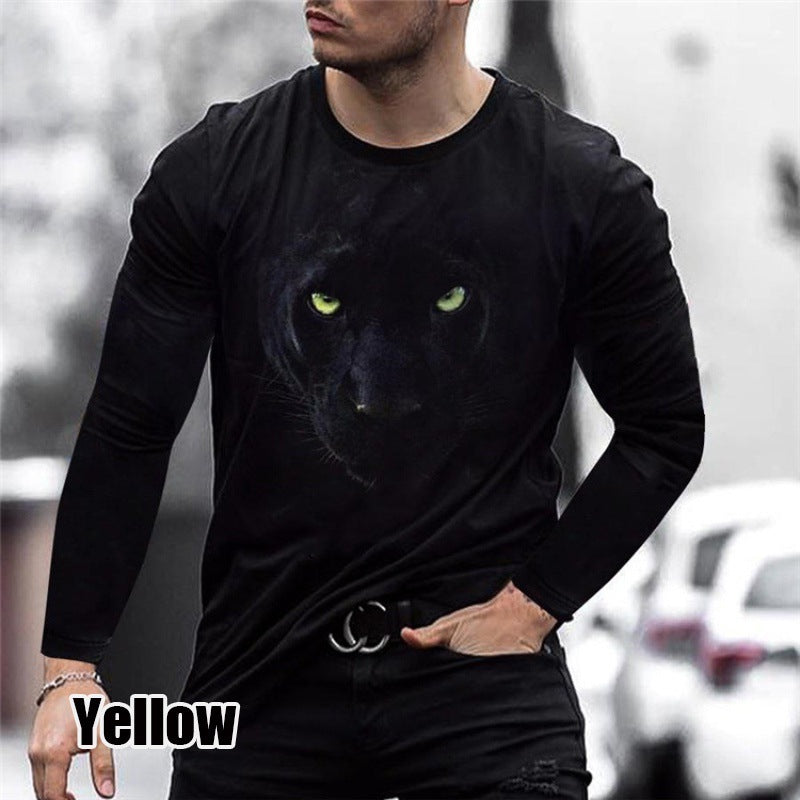 Fall New Loose Round Neck Lion Head Black Men