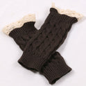 Women's Warm Lace Lengthened Knitted Half-finger Gloves