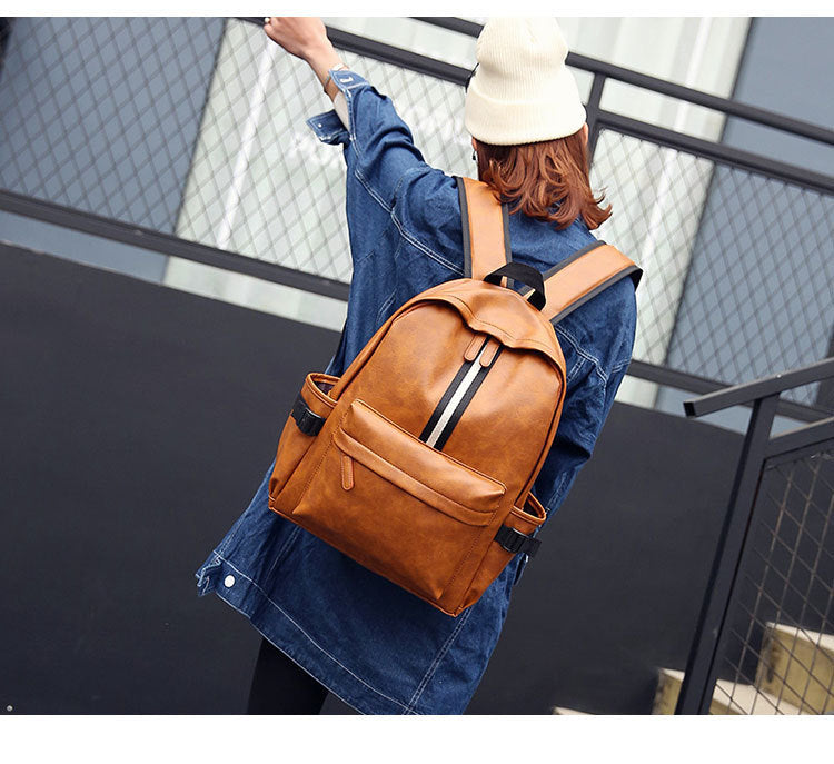 Men and women pu leather backpack