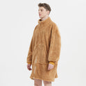 Men's Camel Fleece Zipper Cardigan Nightgown