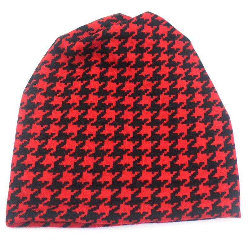 Houndstooth hooded light and warm confinement hat