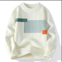 Men's Contrast Color Bottoming Knitwear Loose And Warm Cotton Knitwear