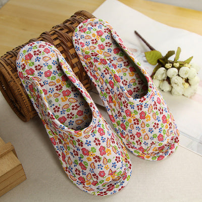 Women''s cotton quilted fabric soft bottom slippers