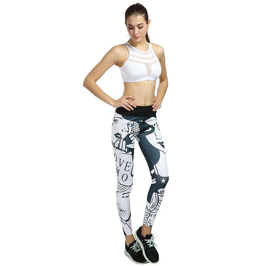 Europe and the United States Amazon explosion digital LOVE printing hip elastic yoga leggings