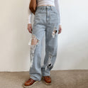 Women's Low Waist Ripped Loose Casual Jeans