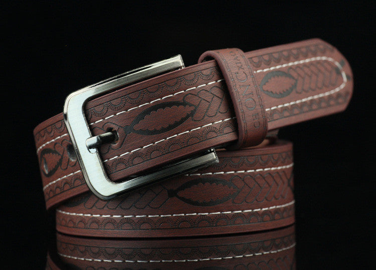 Pattern Men's Belt Casual Pin Buckle