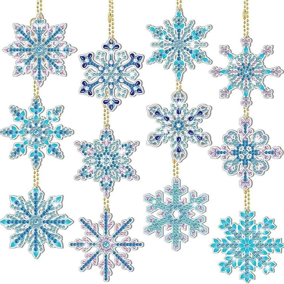 Diamond Painting, Acrylic Keychain Double-sided DIY Full Diamond Christmas Snowflake