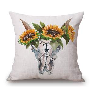 Flax Sunflower Pillowcase Sofa Cushion Waist Pillow