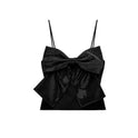 Sleeveless Rhinestone Bowknot Decoration Short Strap Top