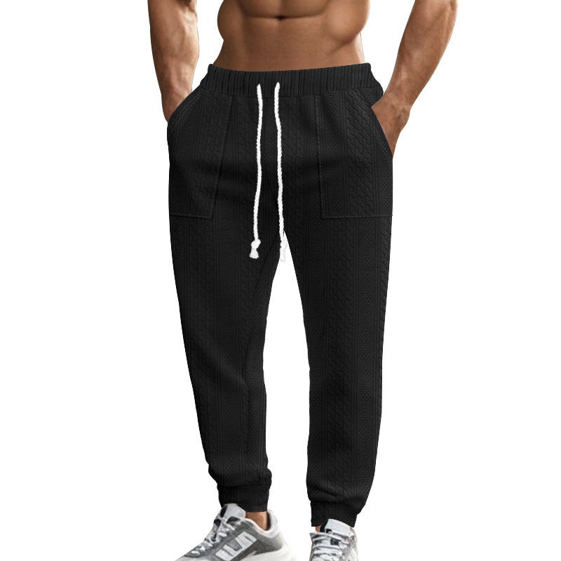 European And American Fall Winter Men Knitted Tiha Casual Breathable Sports Plus Size Drawstring Trousers