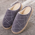 Winter House Shoes Geometry Pattern Print Slippers With Warm Plush