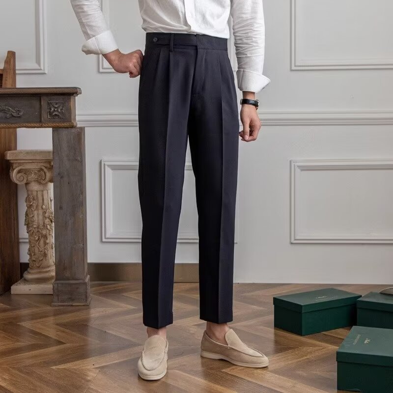 Harem Cropped Draping Slim Fit Skinny Men's Casual Suit Pants