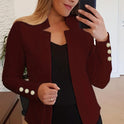 Solid Color Cuff Small Suit Long Sleeve Jacket Suit