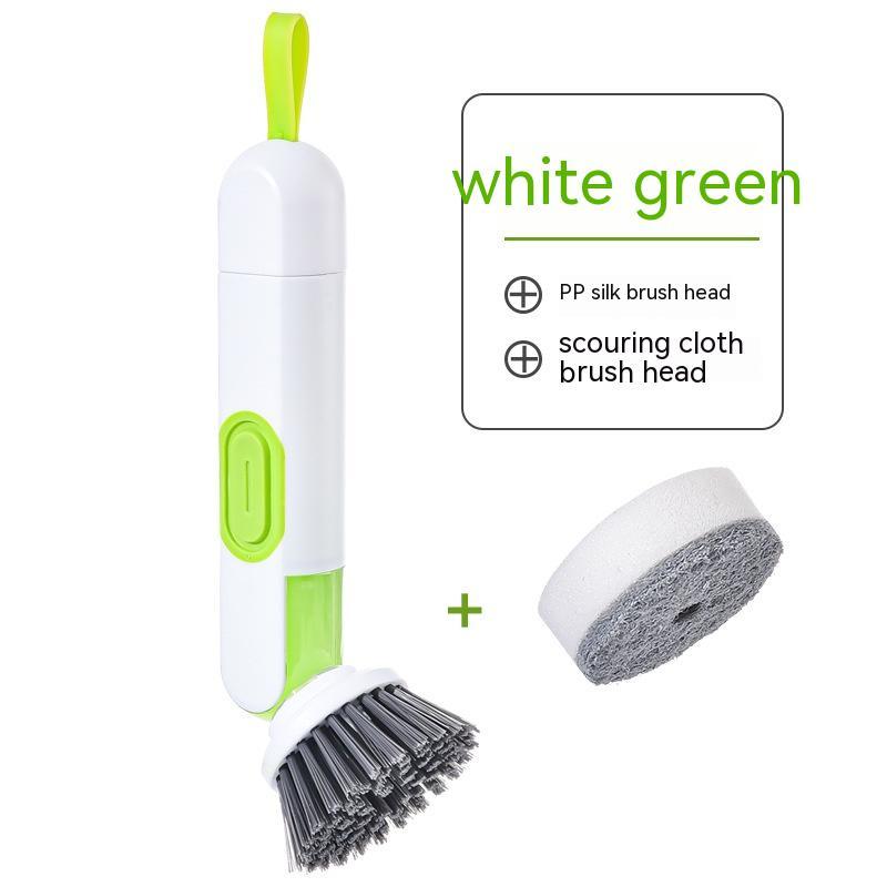 Multi-Functional Long-Handle Liquid-Filled Cleaning Brush Washing Up Brushes With Liquid Dispenser Two Replacement Heads For Kitchen Cleaning Brush Gadgets