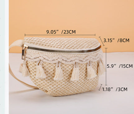 Small High Sense Straw Cross Body Bag Mini Chest Bag