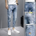 Stretch Ankle Length Casual Pants Men