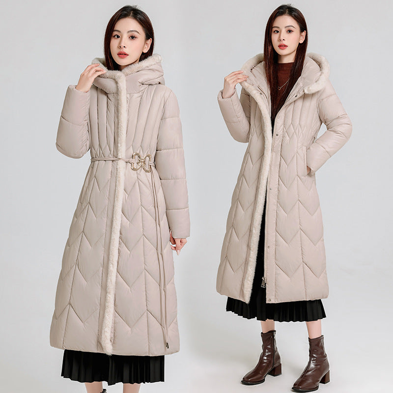 Long Overknee Down Cotton-padded Coat Lightweight Mom Coat