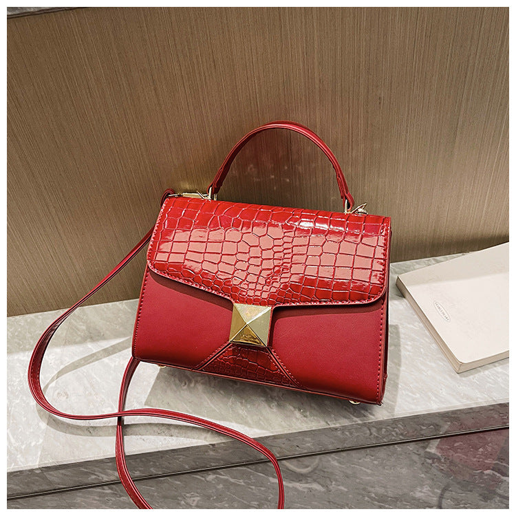 Mining Stone Pattern Stitching Square Pouch Women's Classic All-match Niche Shoulder Bag