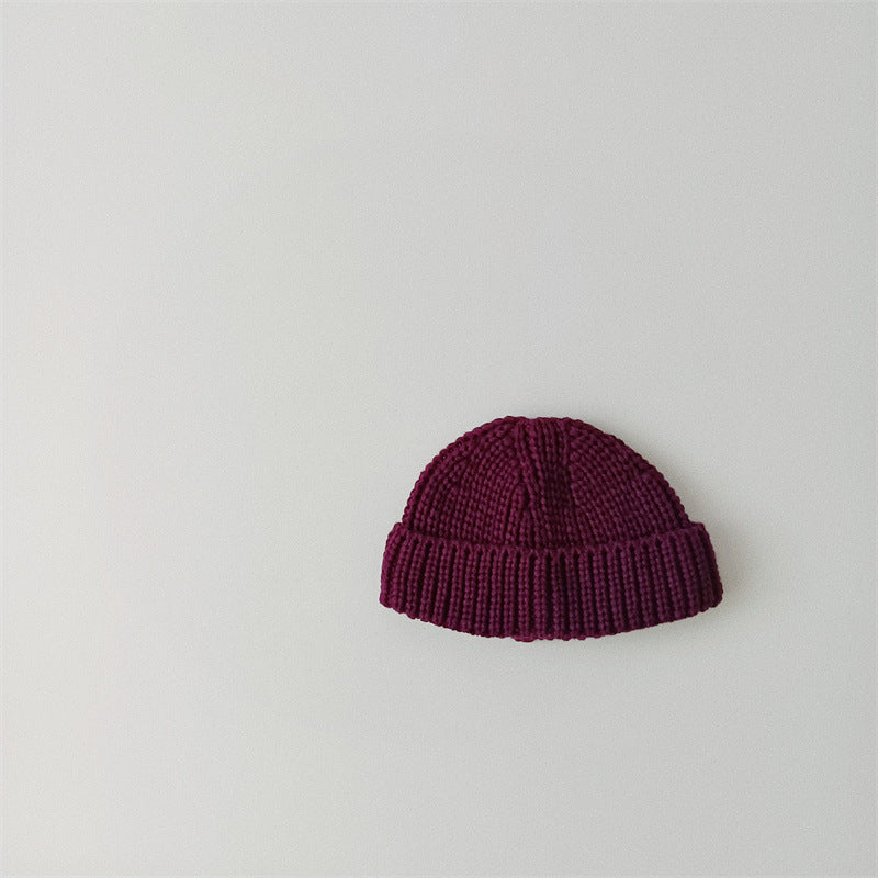 Solid Color Curling Baby Knitted Sleeve Cap